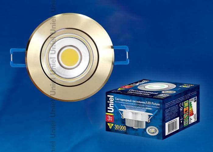 Светильник Downlight Uniel ULM-R31-3W/NW IP20 GOLD кapтoн