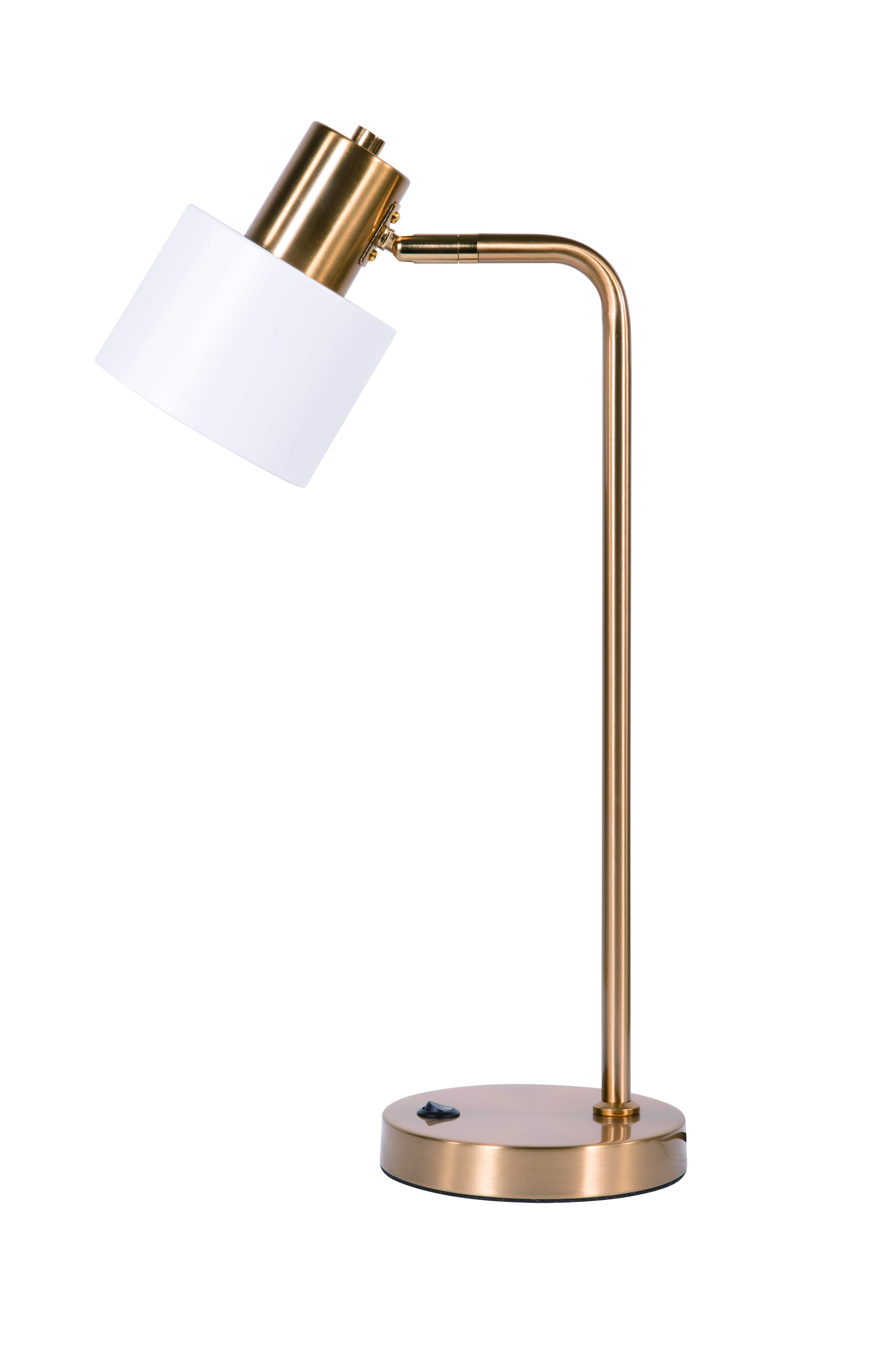 Настольная лампа Nuolang T2687/1P PLATING BRASS+WHITE