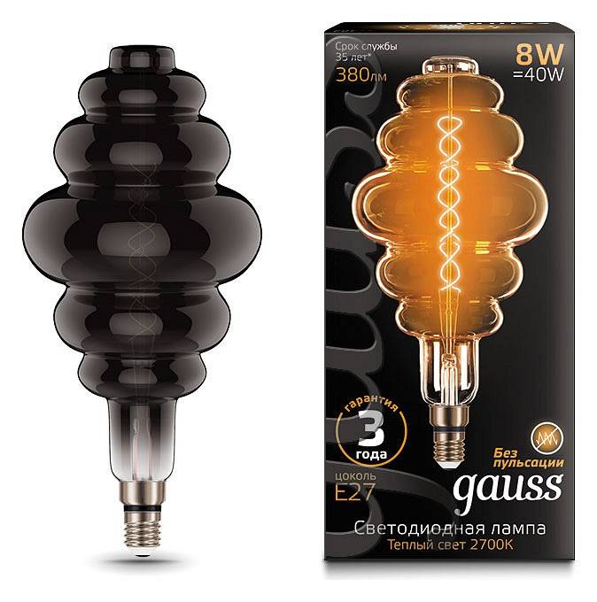 Лампа светодиодная Gauss LED Vintage Filament Flexible E27 8Вт 2700K 159802008