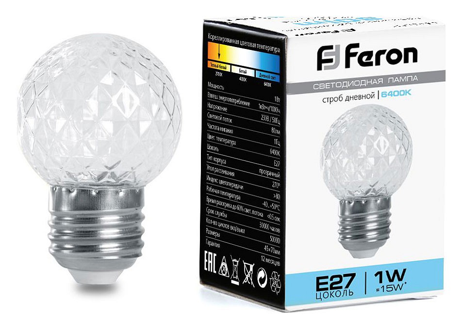 Лампа светодиодная Feron LB-377 E27 1Вт 6400K 38220