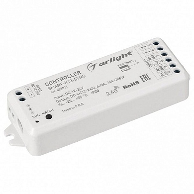 Контроллер-регулятор цвета RGBW Arlight SMART-K SMART-K13-SYNC (12-24V, 4x3A, 2.4G)