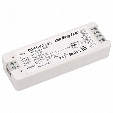 Контроллер-регулятор цвета RGB Arlight SMART-K SMART-K1-RGB (12-24V, 3x3A)