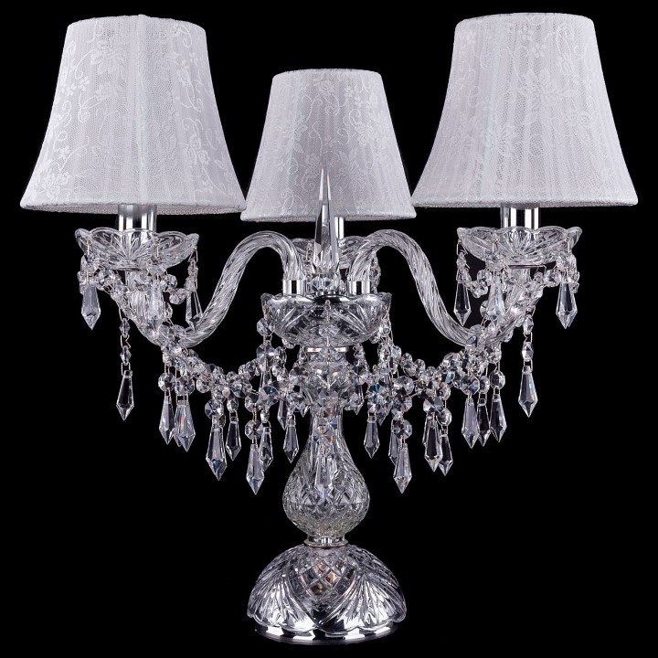 Настольная лампа декоративная Bohemia Ivele Crystal 5703 1403L/3/141-39/Ni/SH41-160