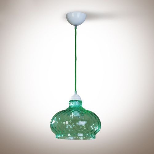 Подвесной светильник 18402 Белый матовый - зеленый кабель Зукко глянец рифленый Зеленый